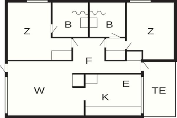 Foto van 6 persoons vakantie huis op een vakantie park in Hanstholm - FloorPlan