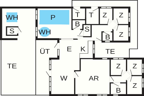 Foto van Luxe retraite met zwembad - Vakantiehuis in Jægerspris - FloorPlan