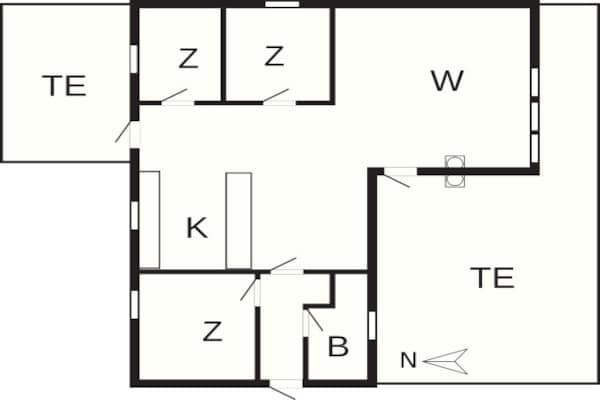 Foto van Ruim, mooi huisje in Pine - Vakantiehuis in Løkken - FloorPlan
