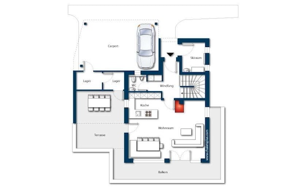 Foto van Chalet in Neukirchen met sauna en balkon - Vakantiehuis in Neukirchen - FloorPlan