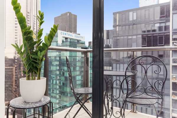 Foto van Luxe 2-slaapkamerapp met rivierzicht, bij casino - Vakantiehuis in Southbank - TerraceBalcony