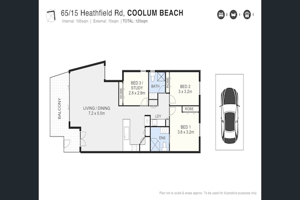 Foto van 3-slaapkamerparadijs met balkon en barbecue, 5 minuten van het strand - FloorPlan