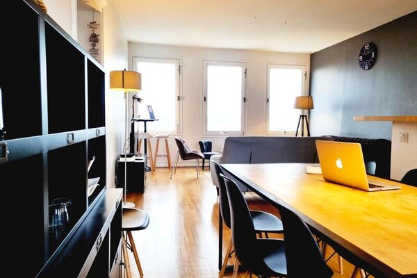 Foto van Uitzicht op de baai van Seine Parkeerplaats Pont De Normandie - 