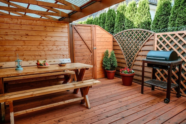 Foto van Comfortabele huizen met een spa-zone - Vakantiehuis in Wrzosowo - TerraceBalcony